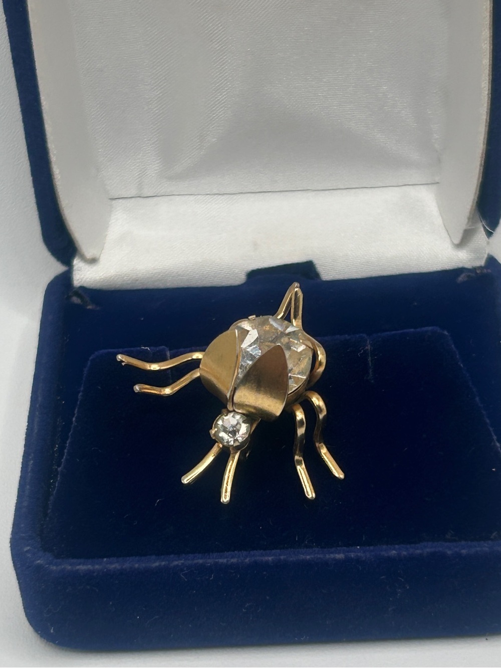 Gold Crystal Bug Brooch - Elegant Gold-Tone Insect Pin